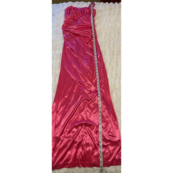 Women's Sequin Hearts Glittery Pink Formal Prom Dress Maxi Length Junior Size S - Picture 7 of 12